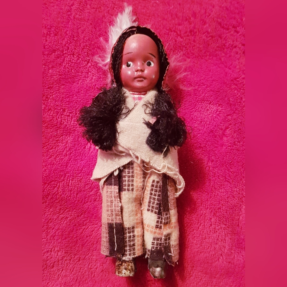 Native American Aboriginal Indian Skookum Doll Wrapped Doll Side Eyes